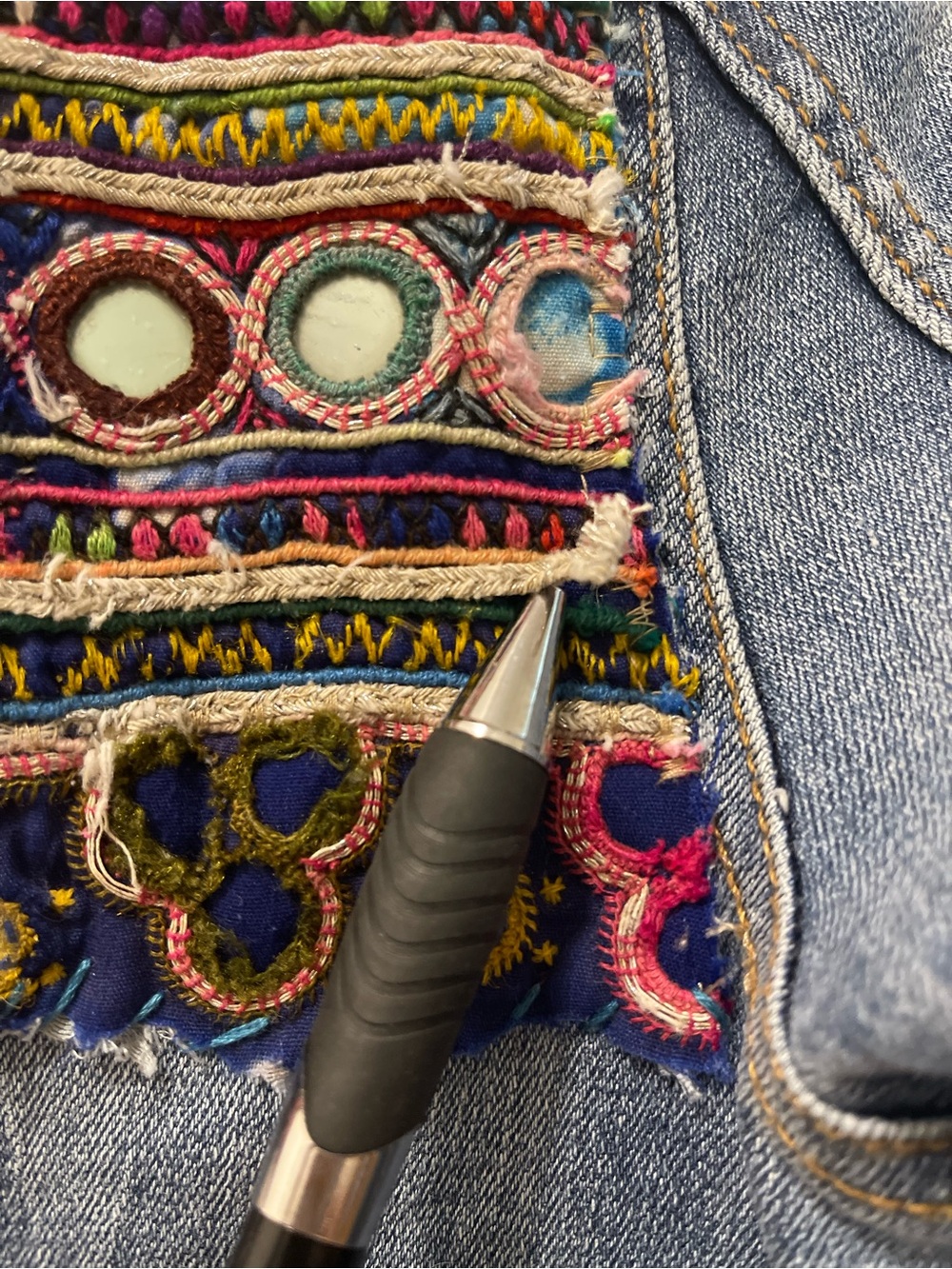 Hand Embroidered Blue Denim Jacket - Women - Picture 10 of 13